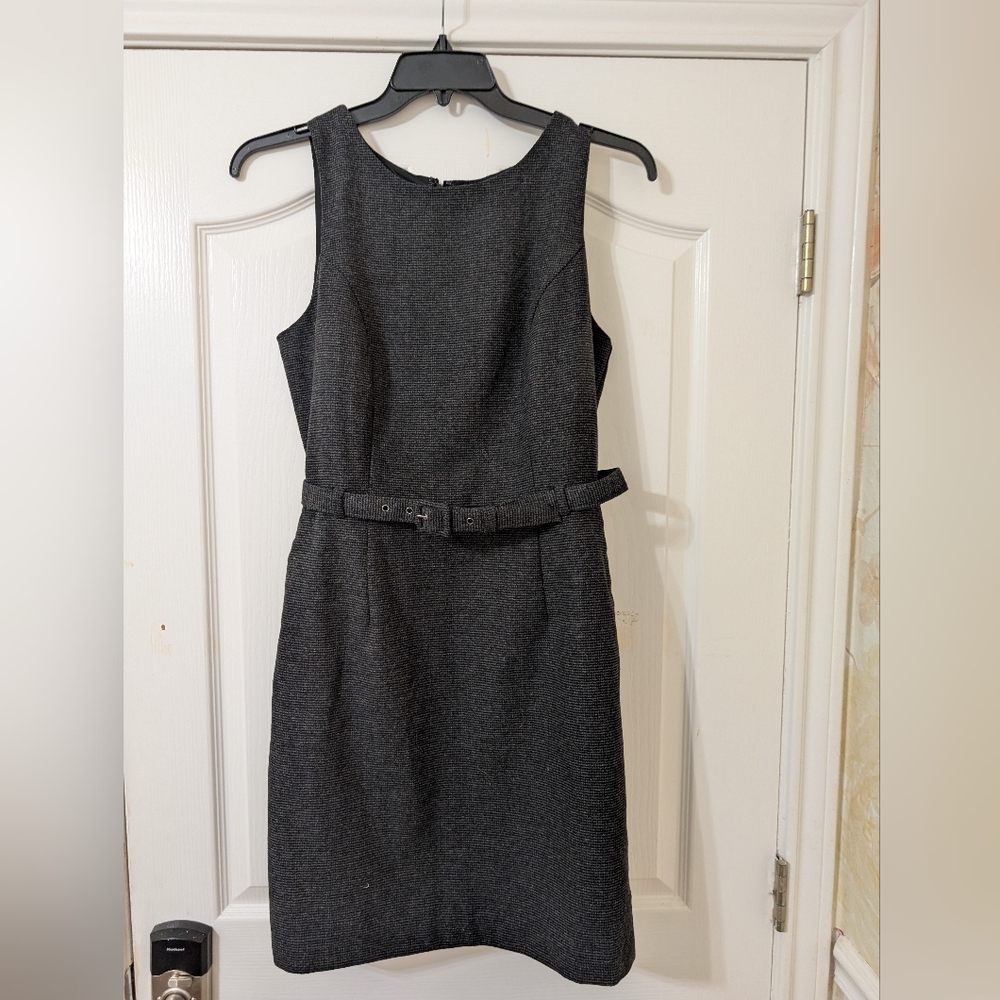Banana Republic‎ Sleeveless Charcoal Wool Tweed Belted Dress